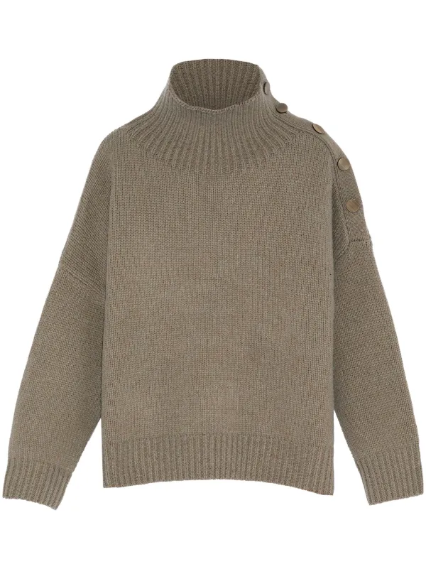 Yves Salomon Button-up Shoulder Jumper in Grey