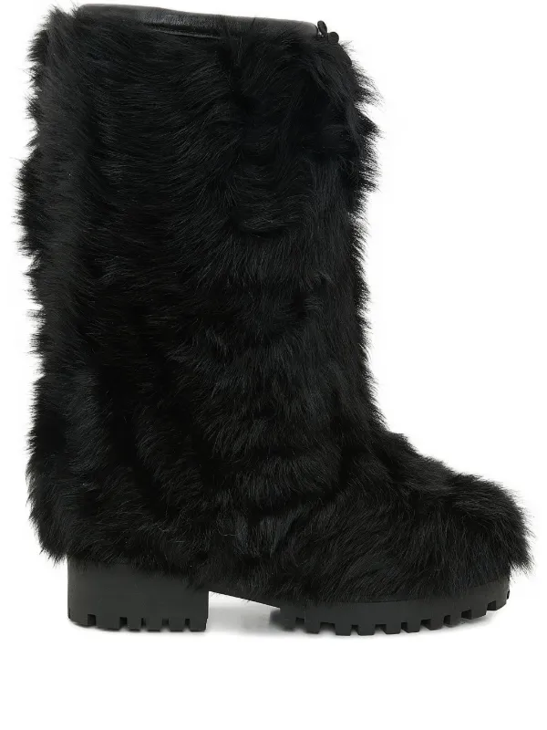 Yves Salomon Shearling Knee-high Boots in Black