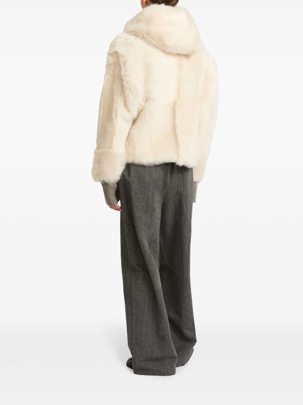 Shop Yves Salomon Shearling Jacket In Weiss