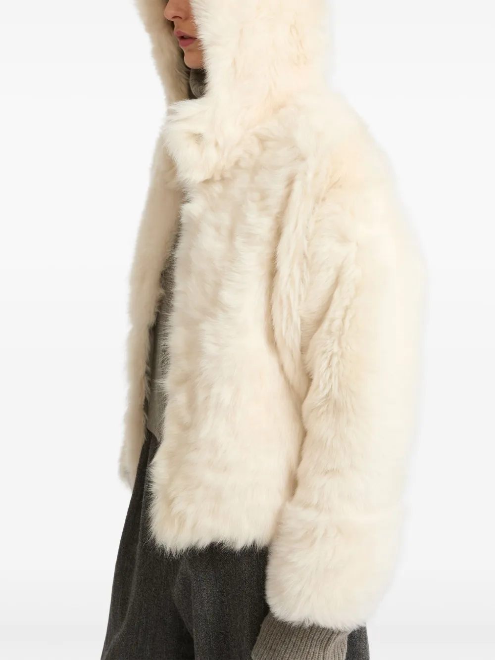 Shop Yves Salomon Shearling Jacket In Weiss