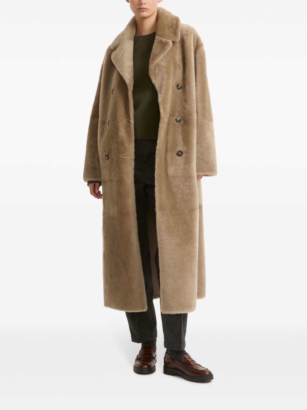 Yves Salomon Lammy coat - Bruin