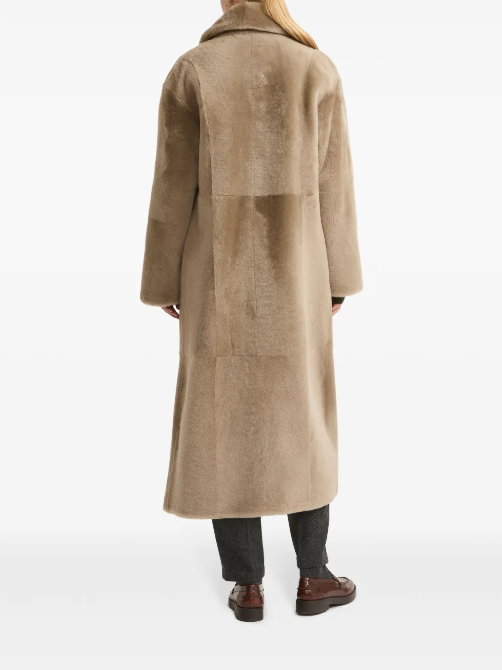 Shop Yves Salomon Shearling Coat In Brown