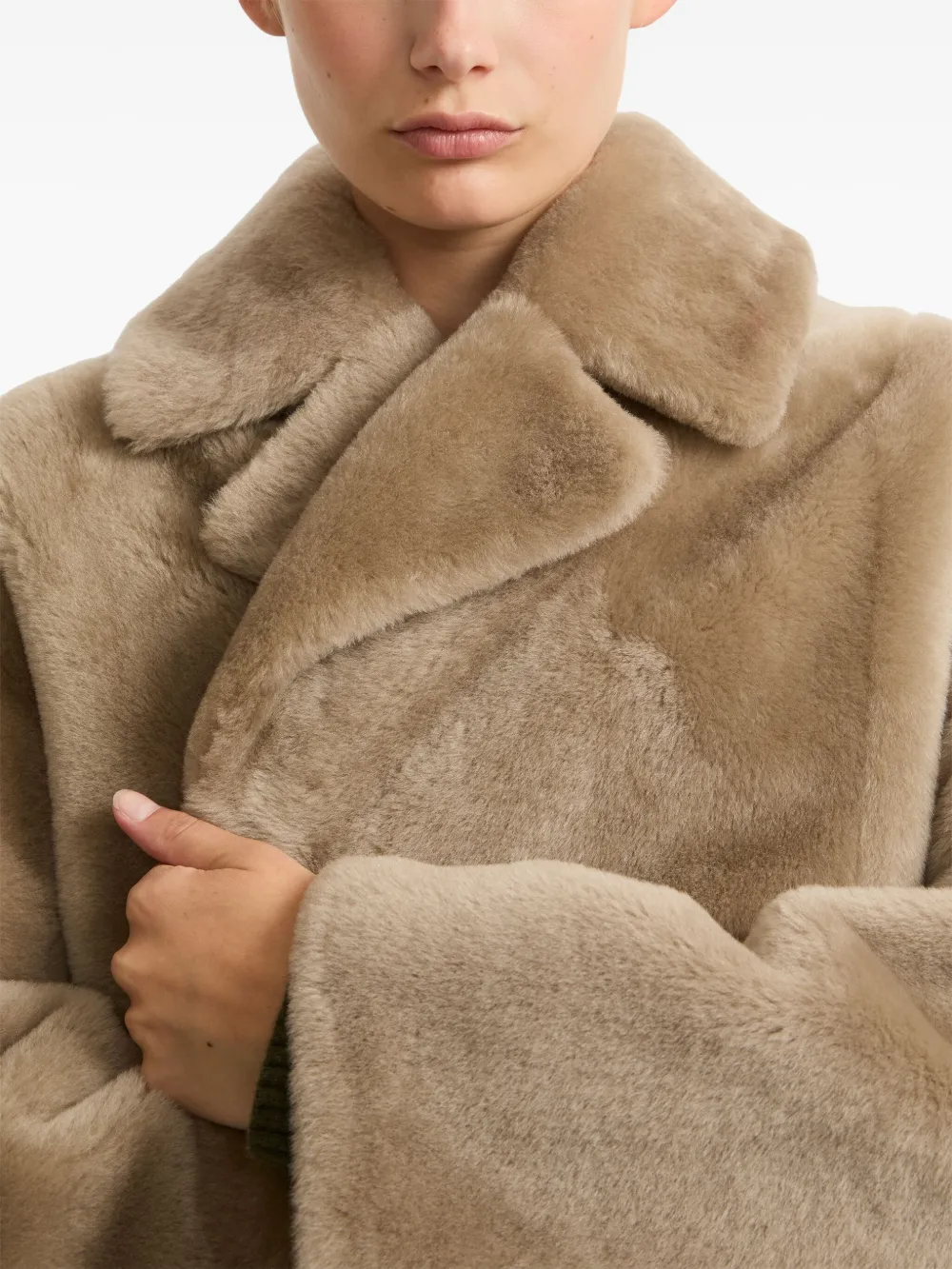 Shop Yves Salomon Shearling Coat In Brown