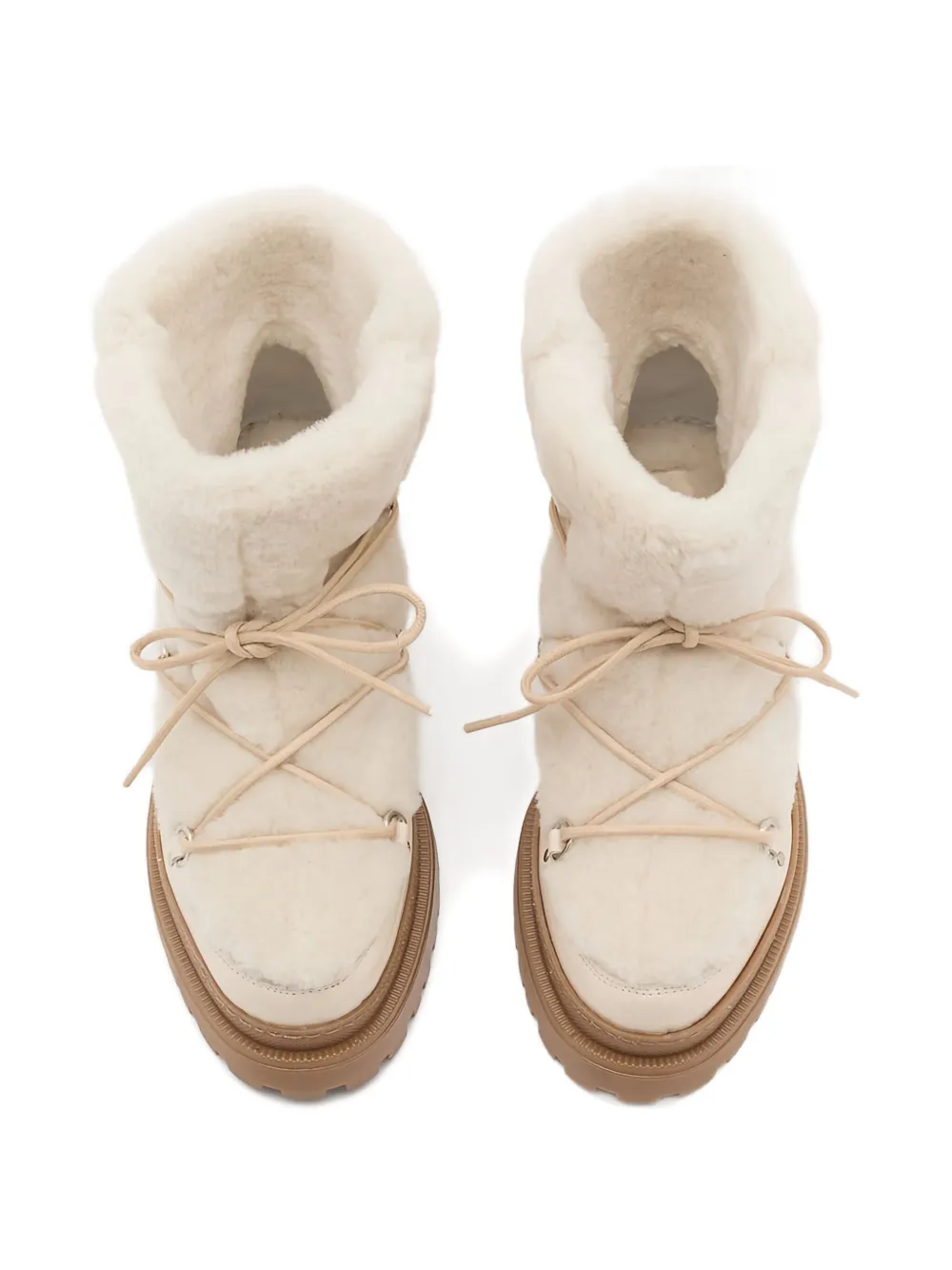 Yves Salomon Shearling And Leather Ankle Boots In White