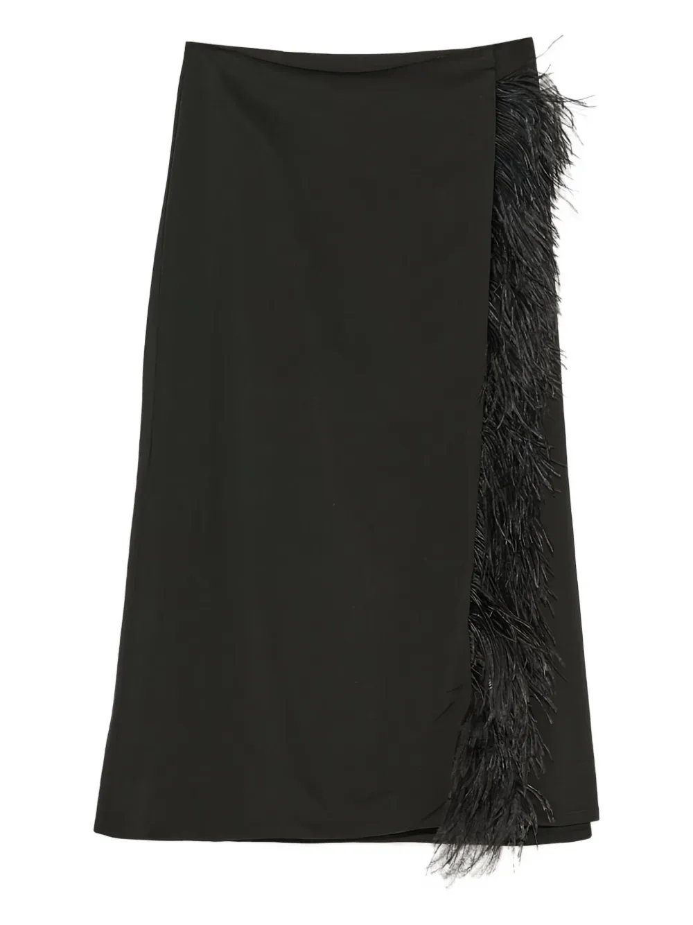 Yves Salomon feather-trimmed satin skirt | Black | Image 1