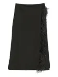 Yves Salomon feather-trimmed satin skirt - Black