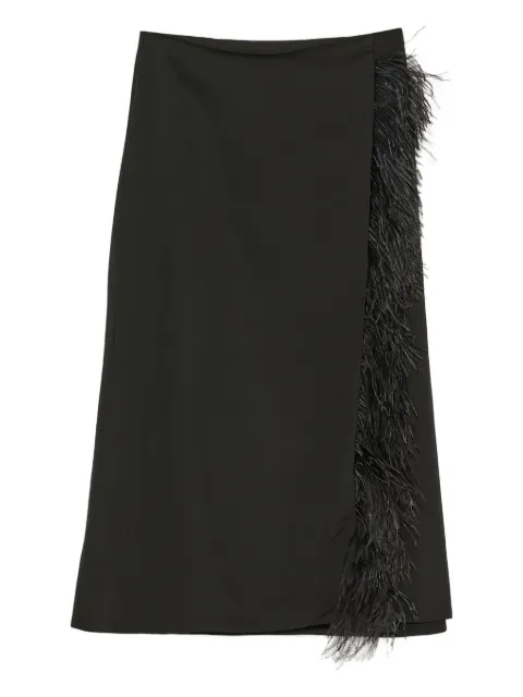 Yves Salomon feather-trimmed satin skirt