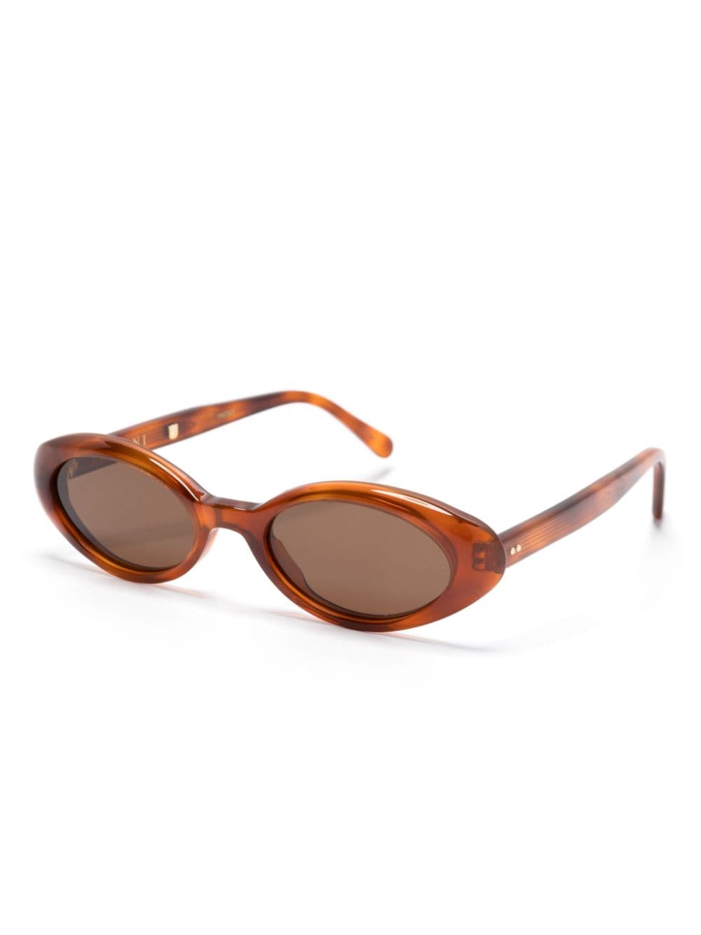 Sestini Eyewear Zonnebril met ovaal montuur met schildpadschild-design - Bruin