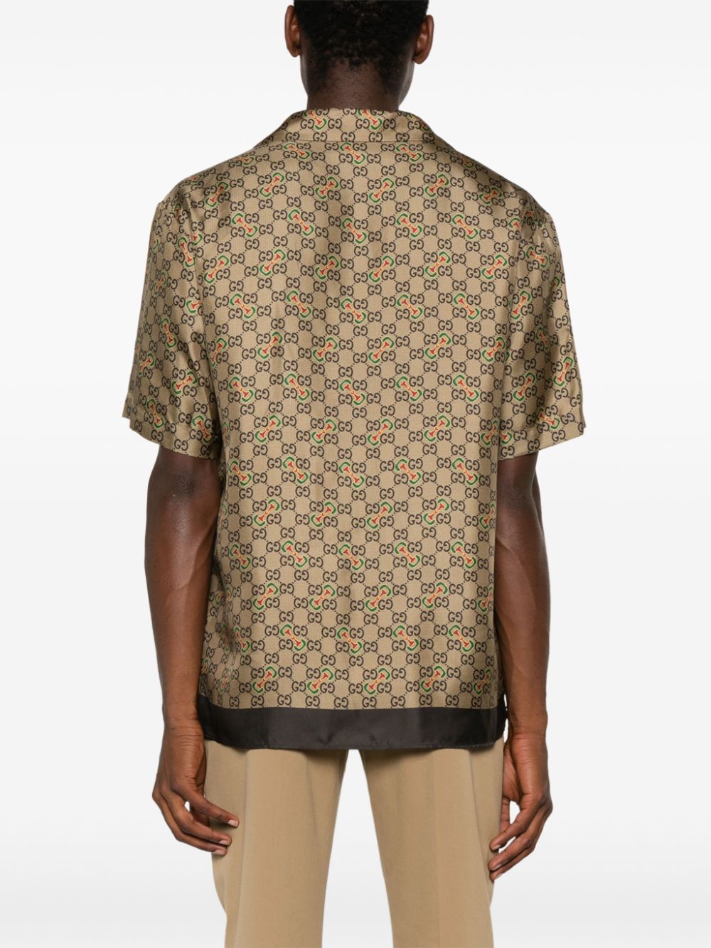 Shop Gucci Gg-horsebit Silk Shirt In Neutrals