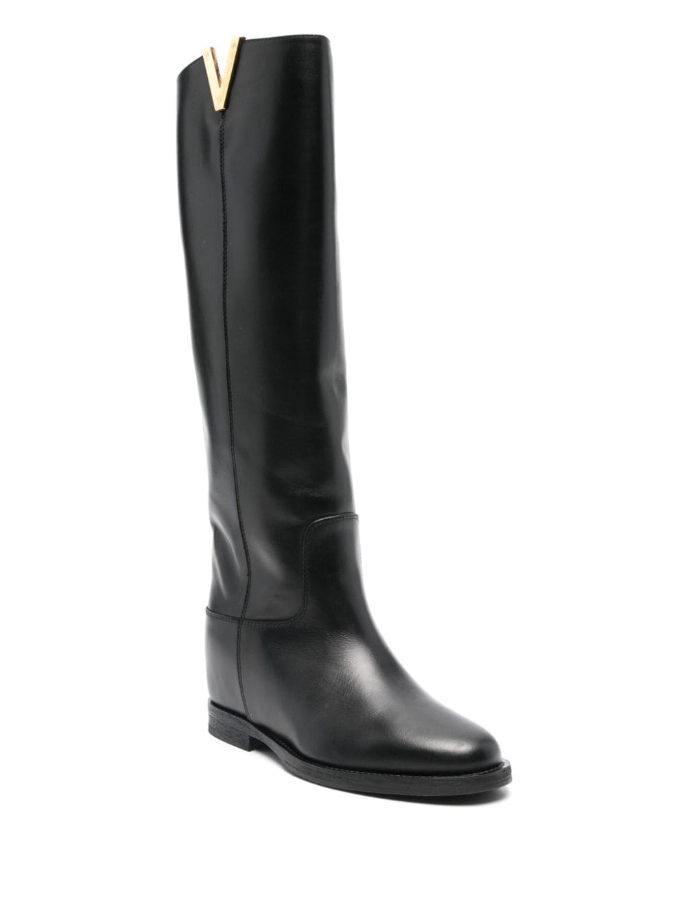 Shop Via Roma 15 Texano Leather Boots In Black