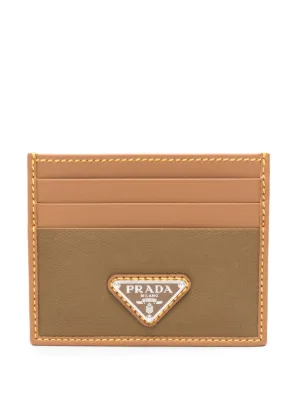 Prada Triangle Logo Leather Key Case | Orange | FARFETCH OM
