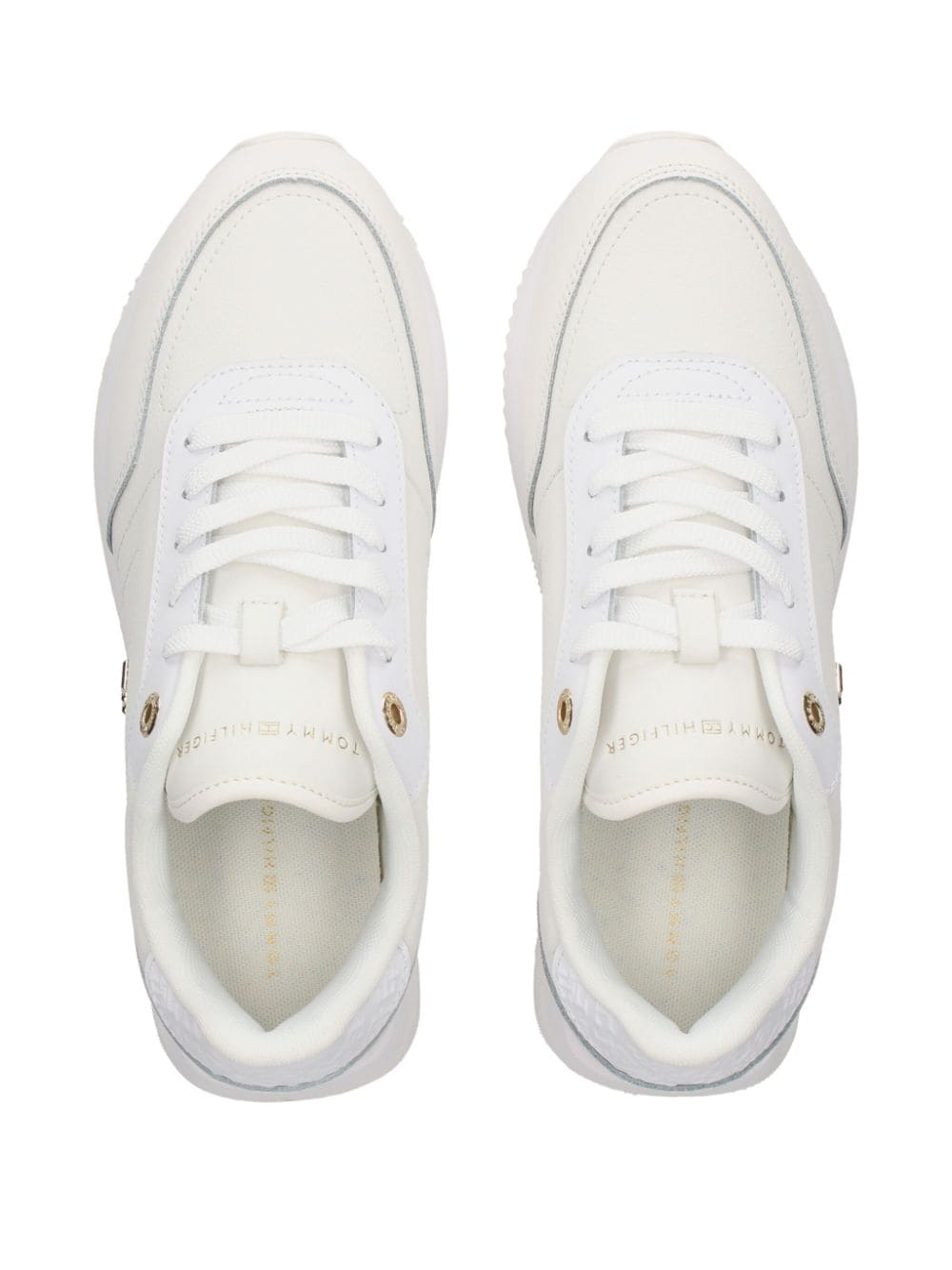 Shop Tommy Hilfiger Logo-plaque Leather Sneakers In White