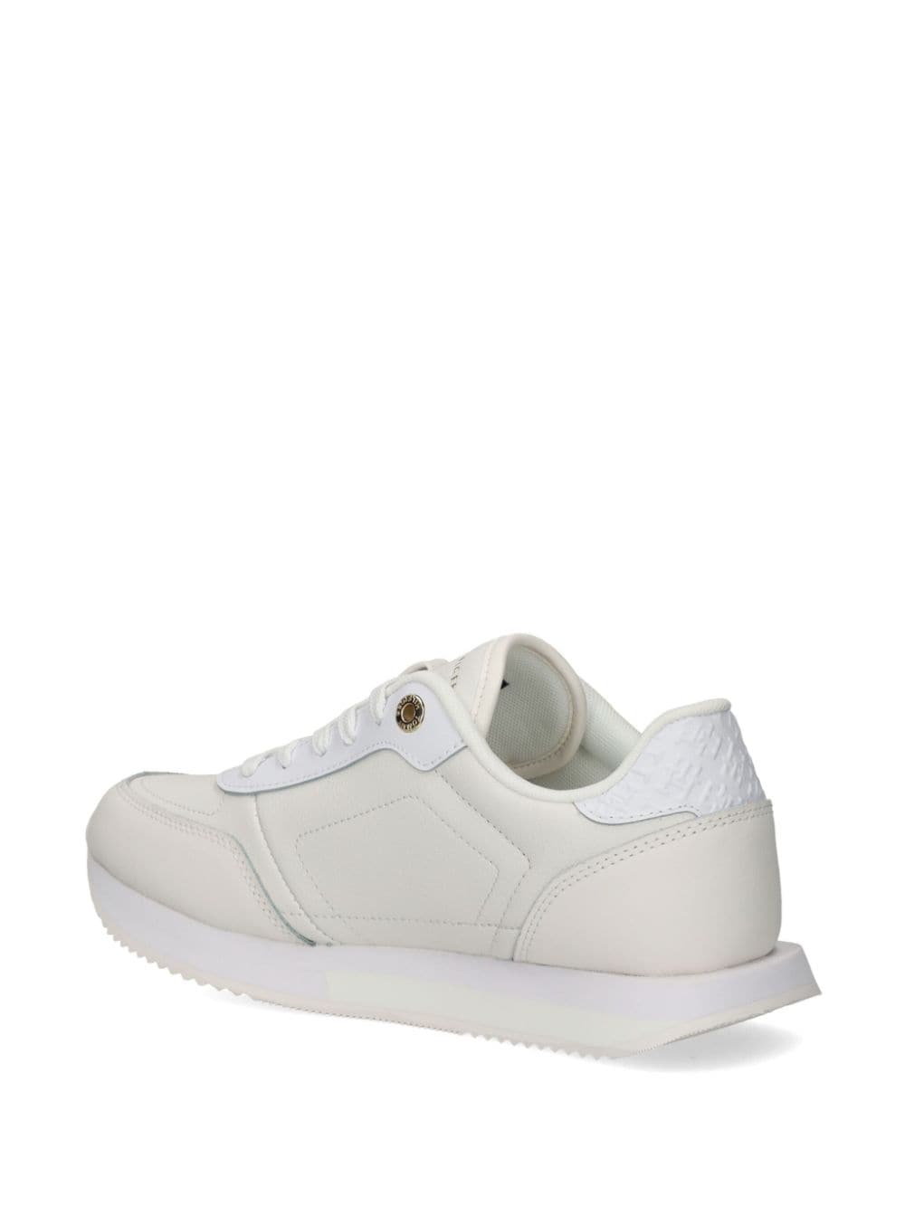 Shop Tommy Hilfiger Logo-plaque Leather Sneakers In White