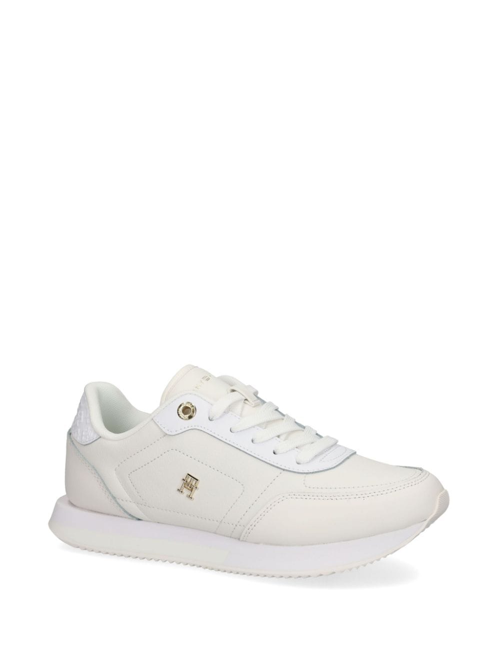 Shop Tommy Hilfiger Logo-plaque Leather Sneakers In White