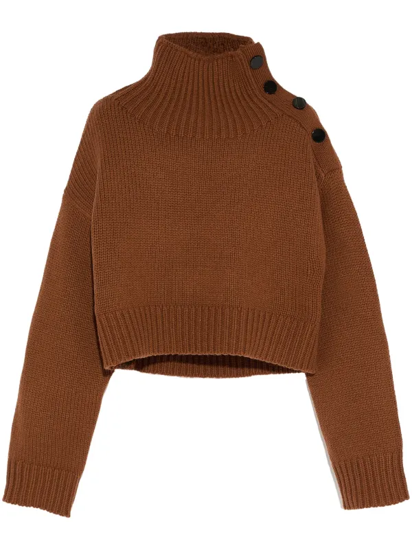 Yves Salomon Cropped Knit Jumper in Brown