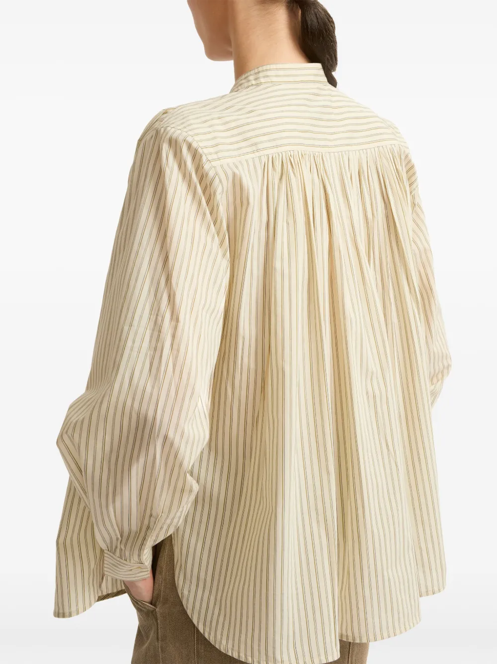 Yves Salomon Geplooide Blouse Beige