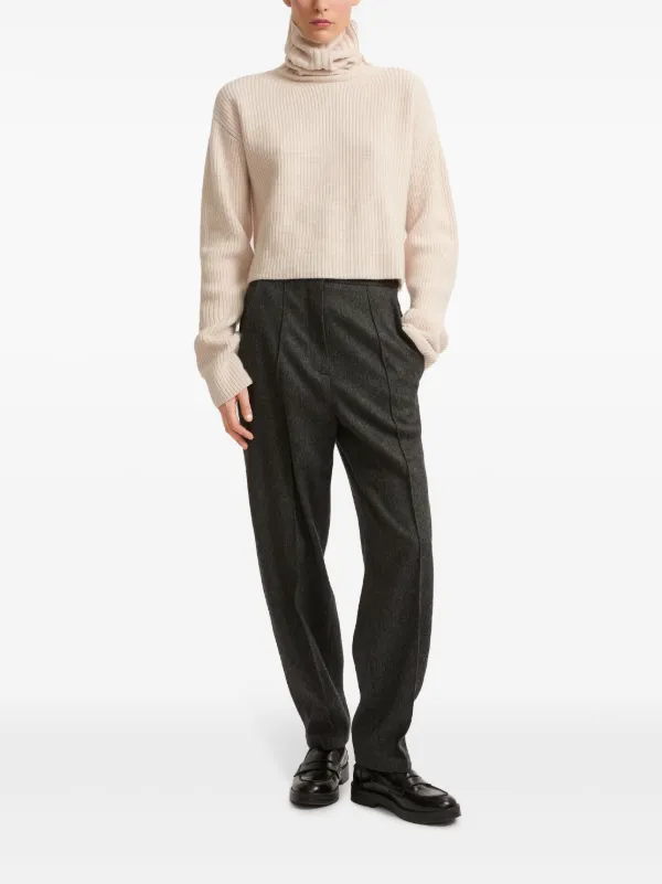 Yves Salomon Flannel Tailored Trousers | Grey | FARFETCH