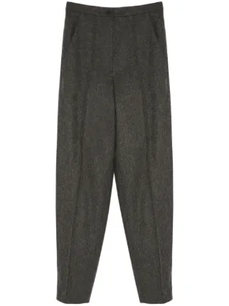 Yves Salomon Flannel Tailored Trousers | Grey | FARFETCH IN