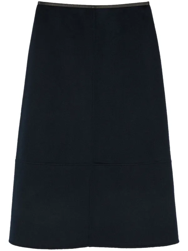 Yves Salomon Double-sided Midi Skirt in Blue