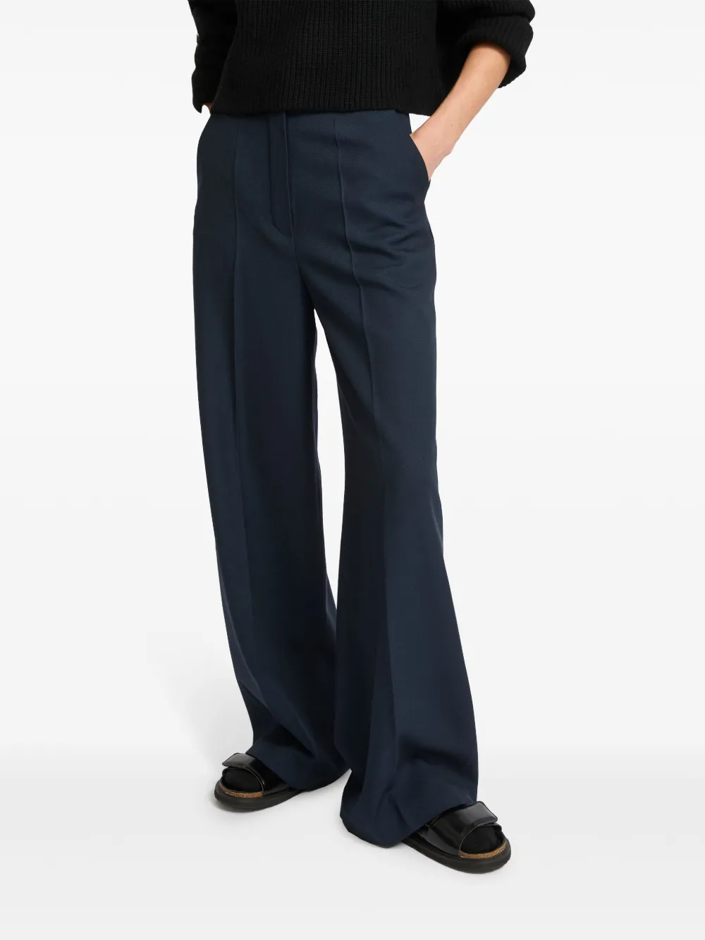 Yves Salomon Wool Tailored Trousers In Blue