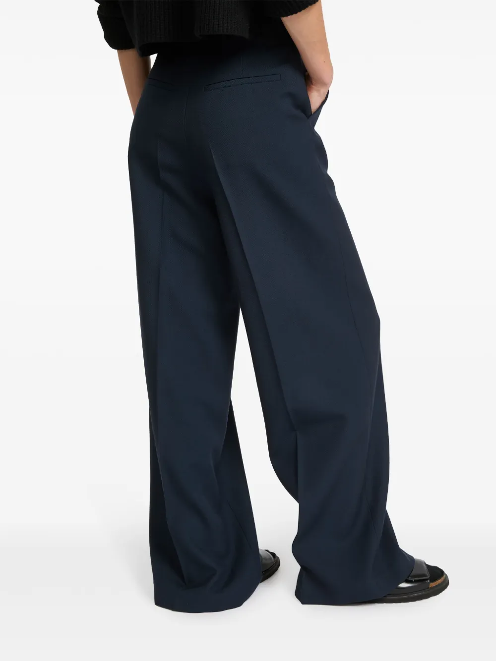 Yves Salomon Wool Tailored Trousers In Blue