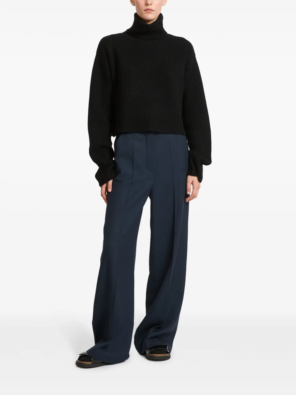 Yves Salomon Wool Tailored Trousers In Blue