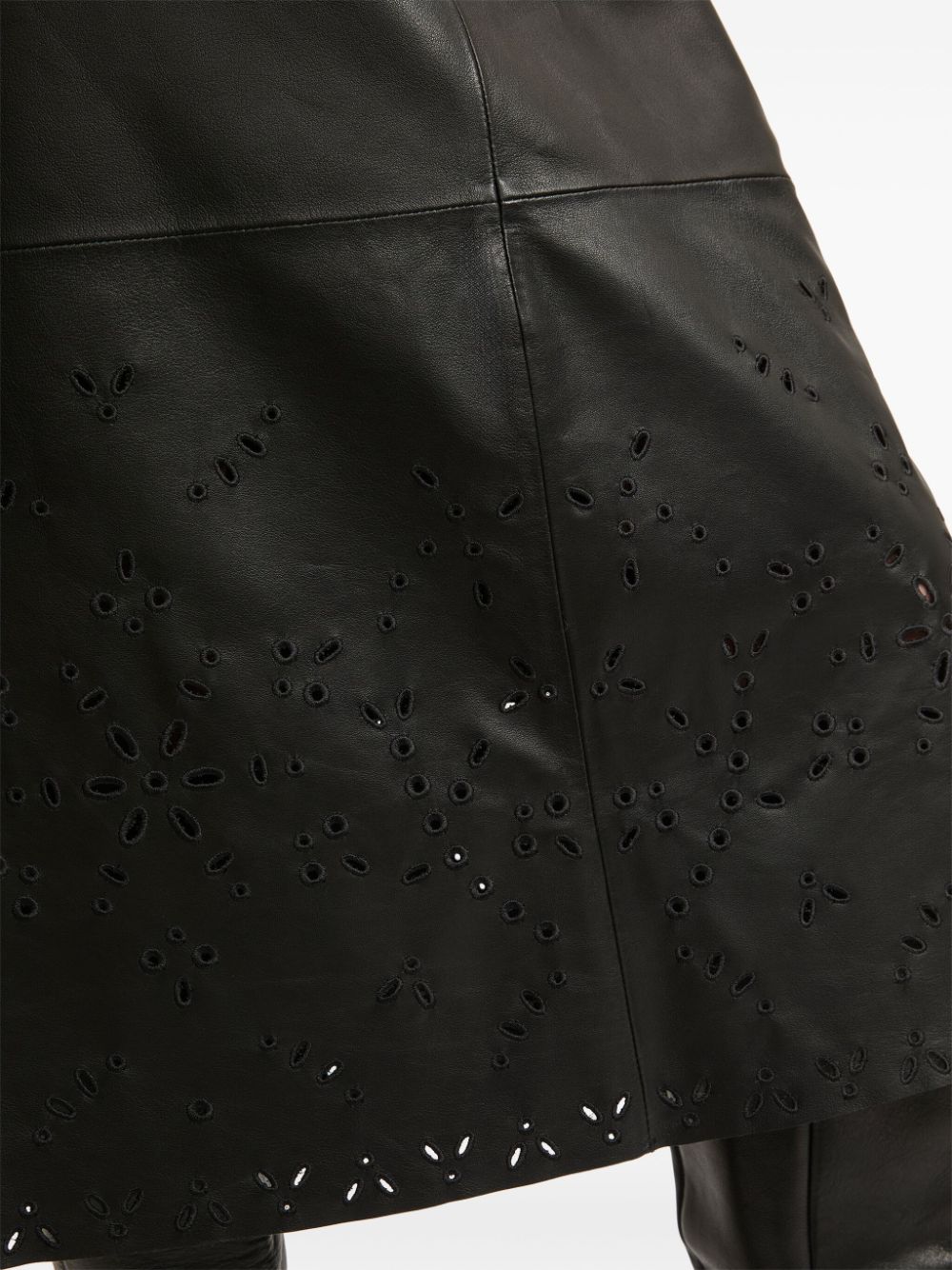 Shop Yves Salomon Leather Midi Skirt In Black