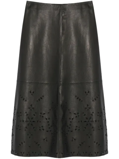 Yves Salomon leather midi skirt