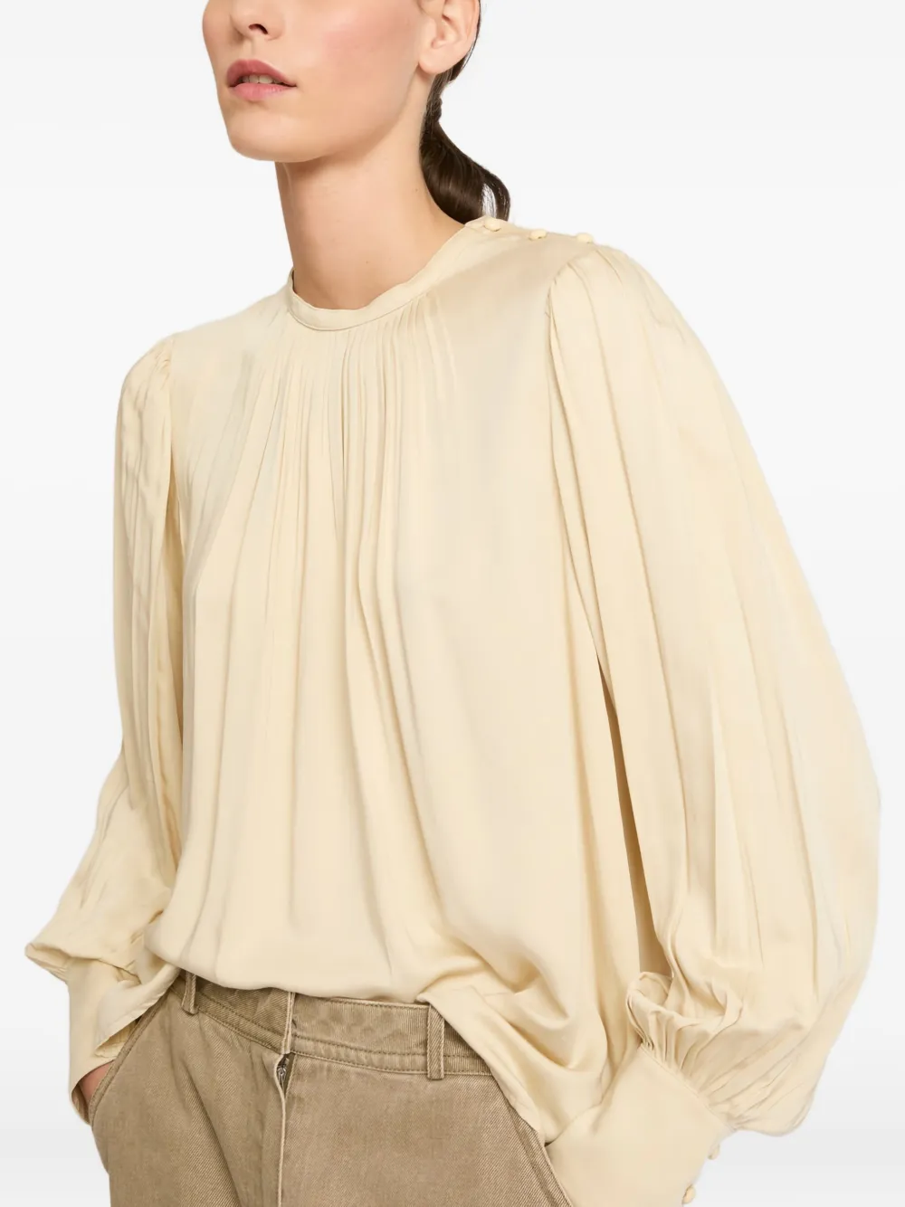 Yves Salomon Button-embellishment Blouse In Yellow