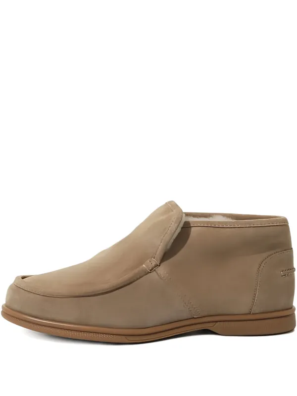 Yves Salomon Merinillo Leather Slip-on Boots in Brown