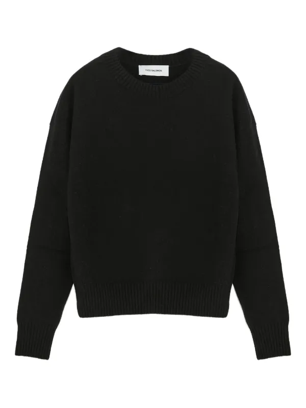 Yves Salomon Wool Crew-neck Sweater in Black