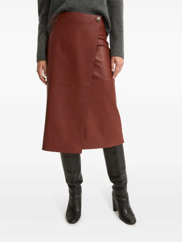 Yves Salomon レザー ラップスカート | ブラウン | FARFETCH JP