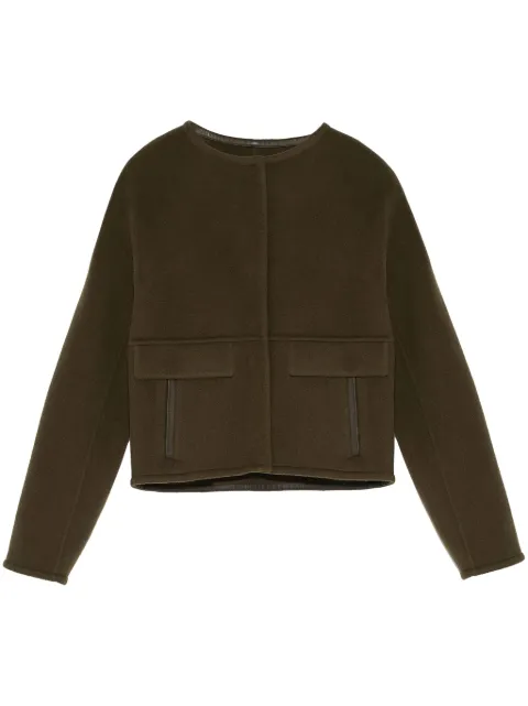Yves Salomon leather trim-detailing jacket 