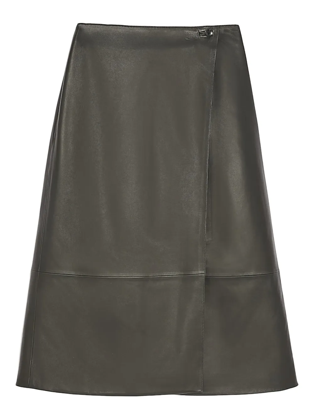 Yves Salomon Leather Midi Skirt In Gray