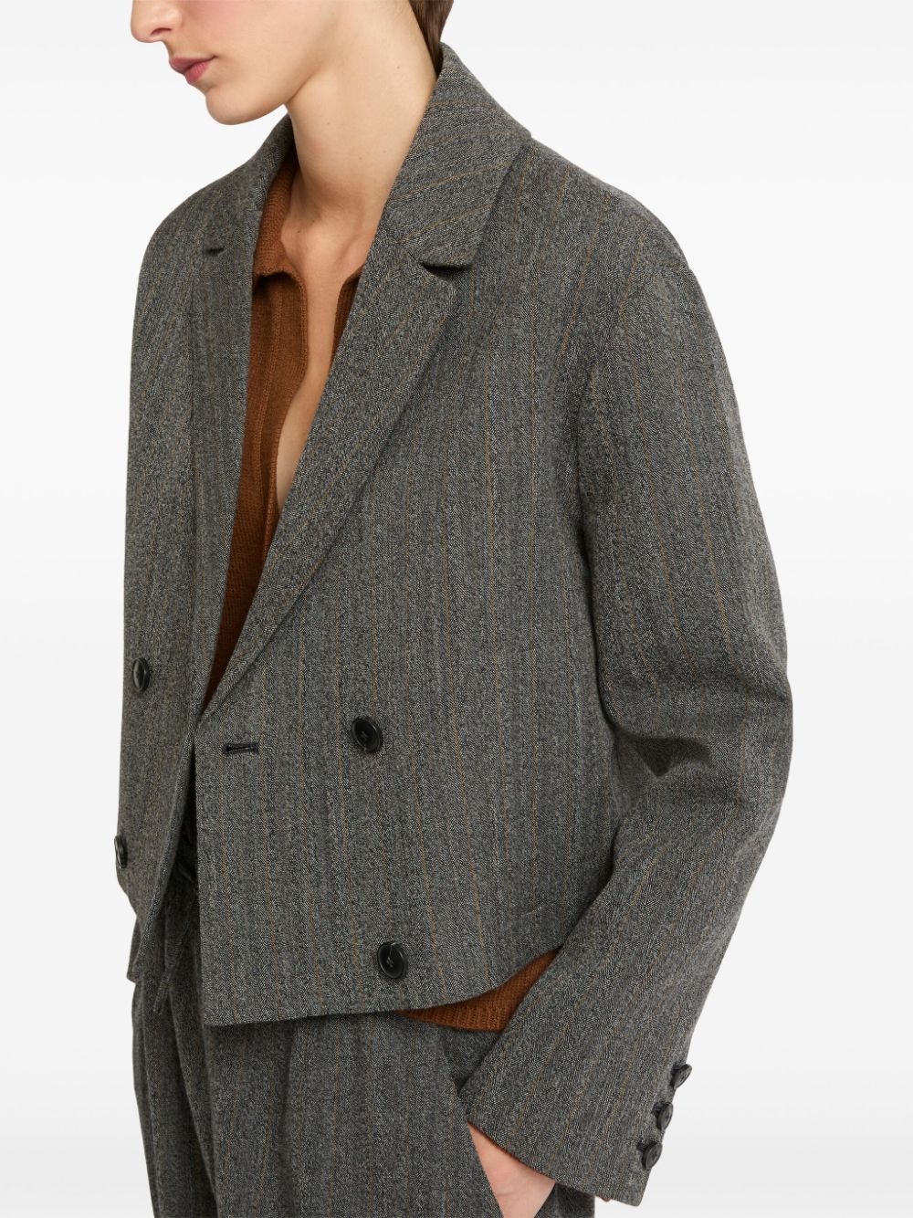 Shop Yves Salomon Notched Lapel Jacket In Grau