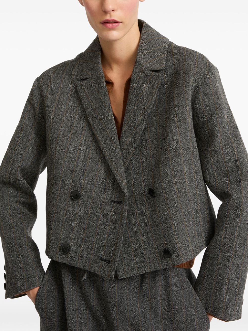 Shop Yves Salomon Notched Lapel Jacket In Grau