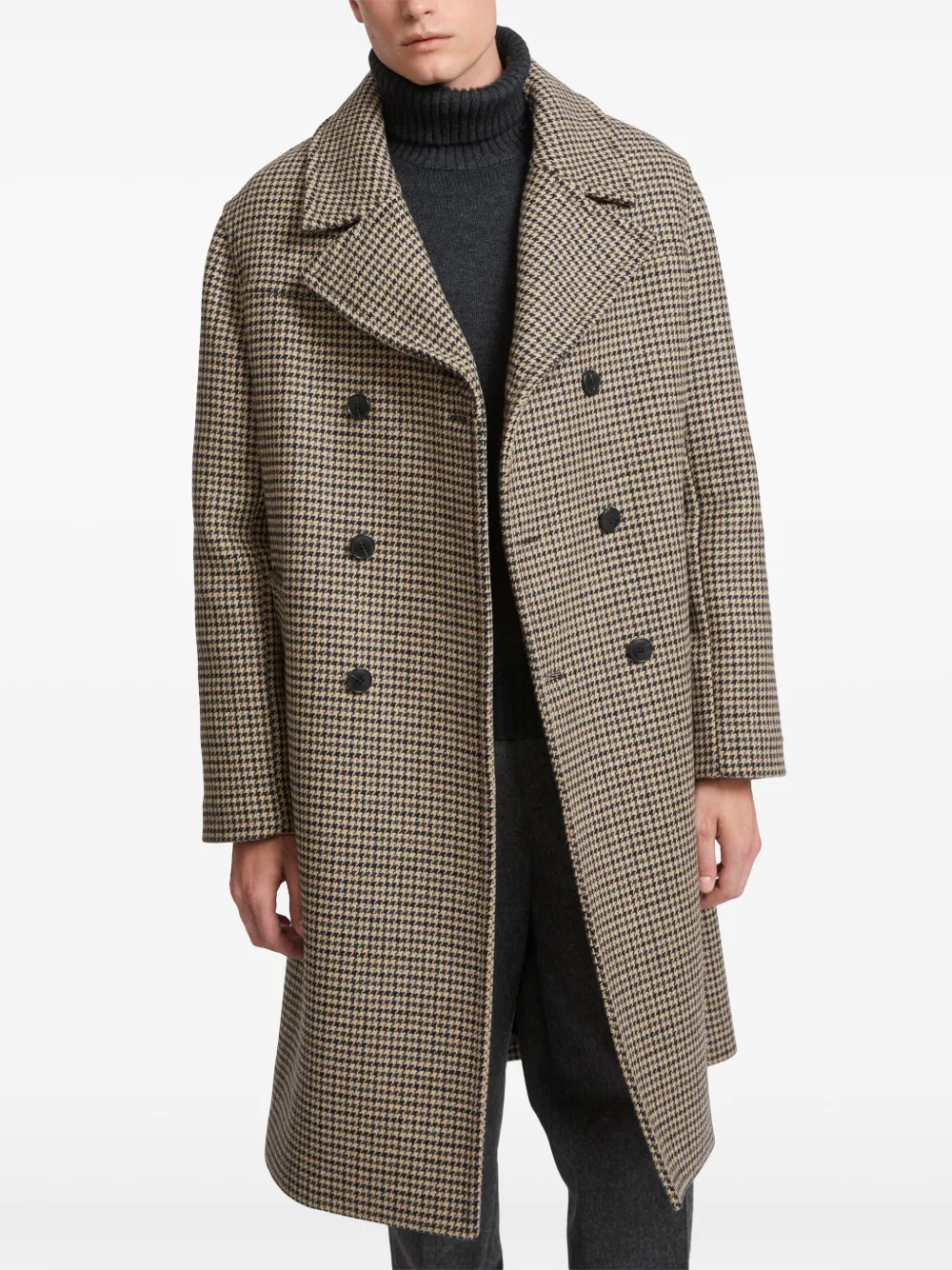 Yves Salomon Houndstooth-pattern Double-breasted Coat In Neutral