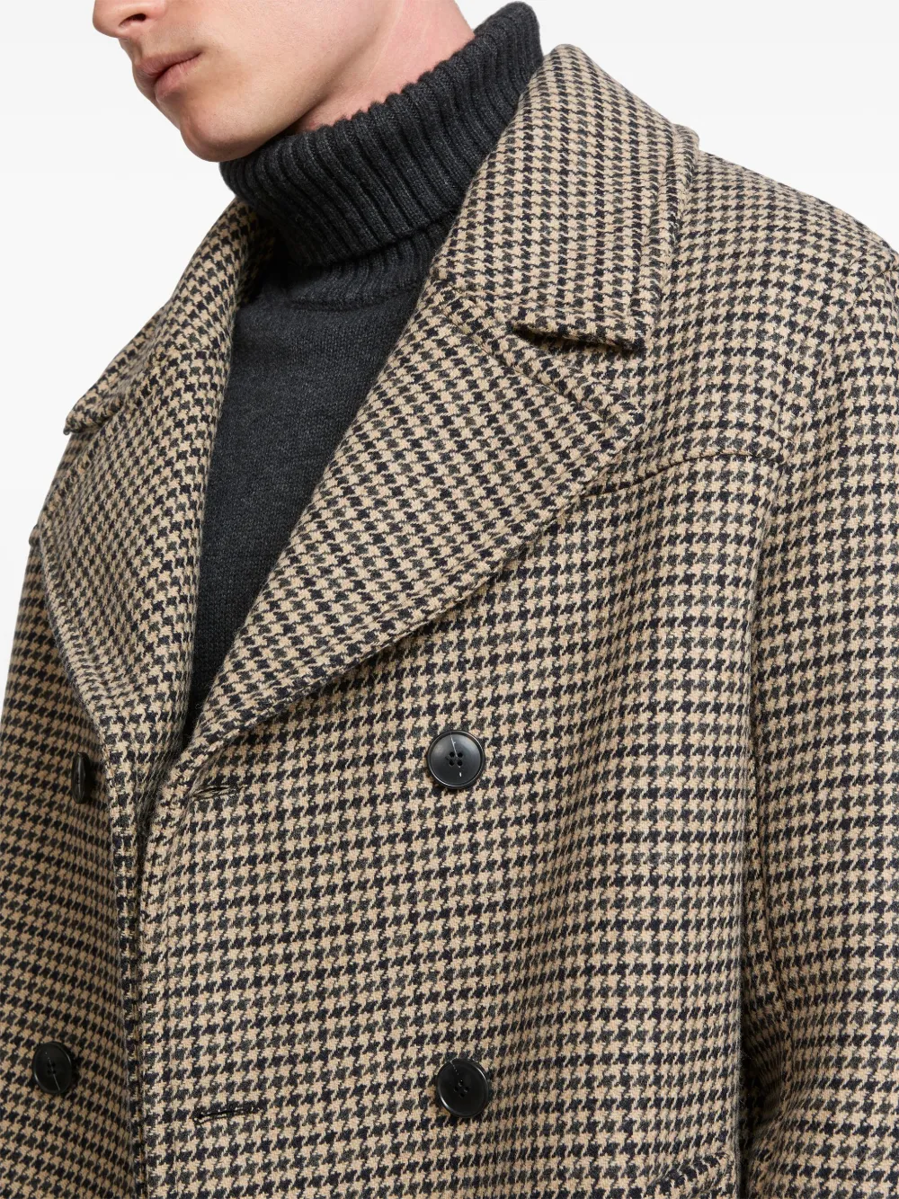 Yves Salomon Houndstooth-pattern Double-breasted Coat In Neutral