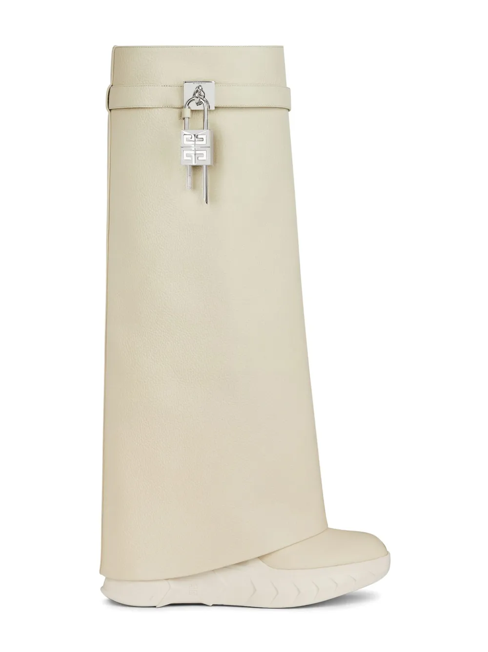 Givenchy Shark Lock Biker boots 120mm in grained leather Neutrals