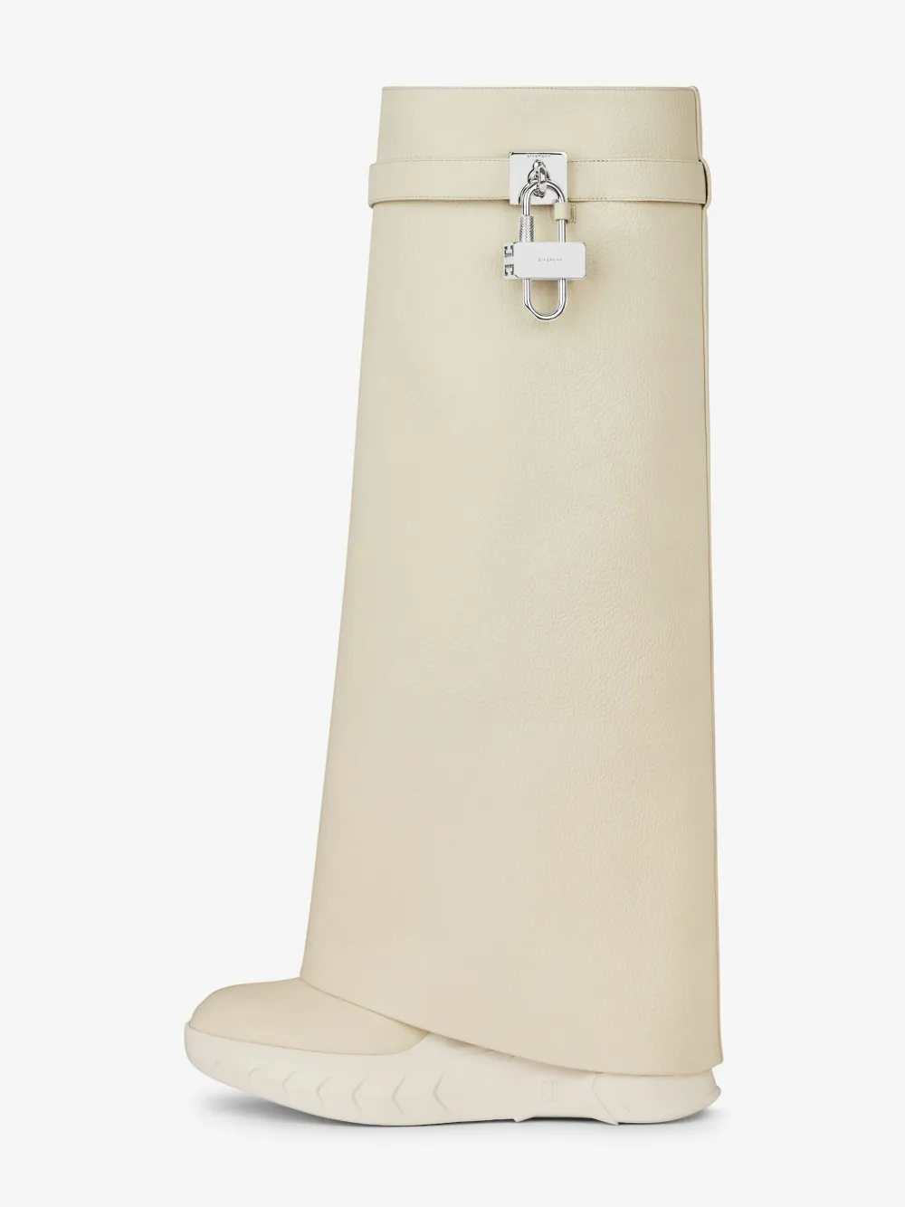 Givenchy Shark Lock Biker boots 120mm in grained leather Neutrals