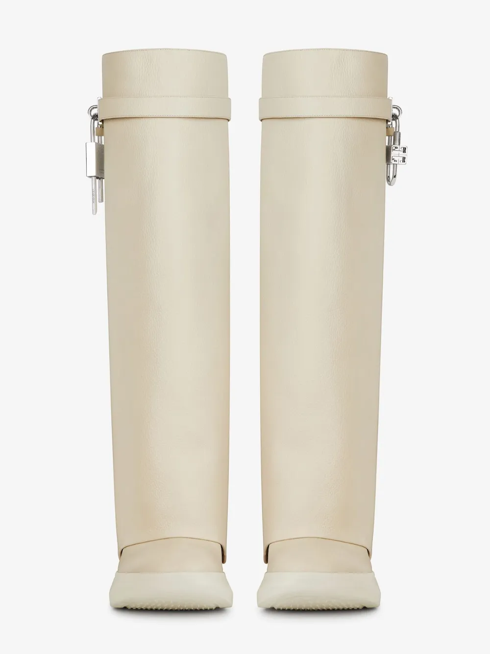 Givenchy Shark Lock Biker boots 120mm in grained leather Neutrals