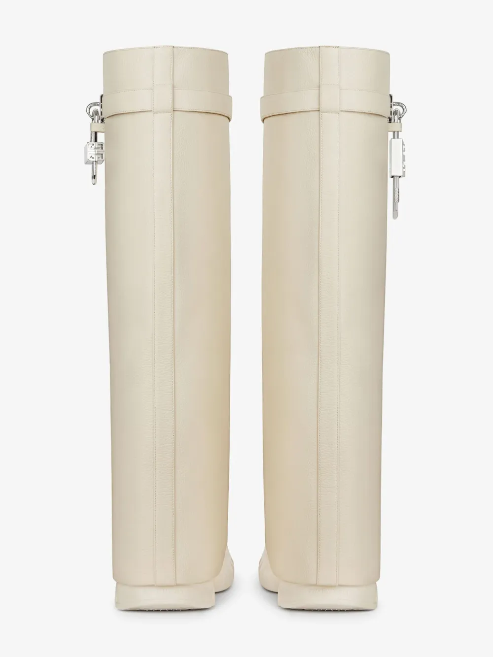 Givenchy Shark Lock Biker boots 120mm in grained leather Neutrals