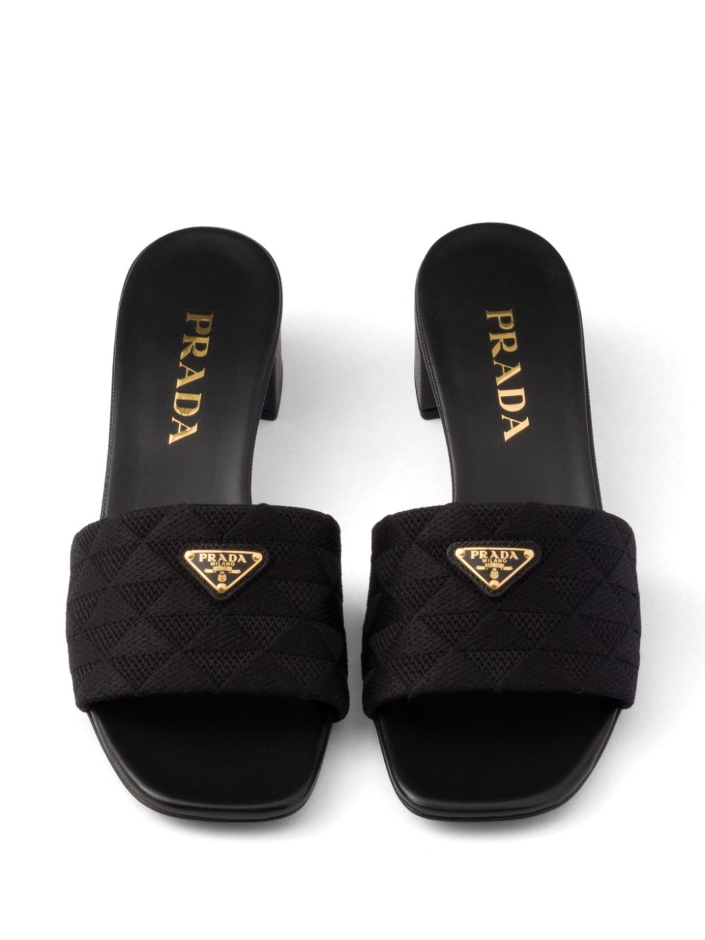 Prada embroidered sandals Black