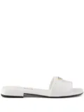 Prada Saffiano patent leather slides - White