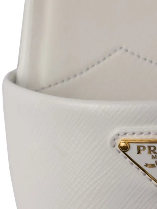 Prada Saffiano Patent Leather Slides | White | FARFETCH