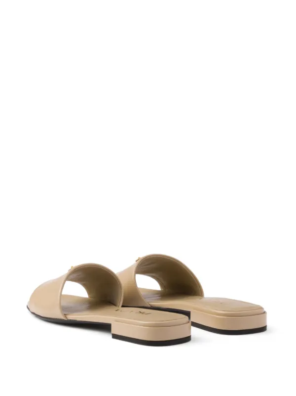 Prada Saffiano patent-leather Slides | Neutrals | FARFETCH