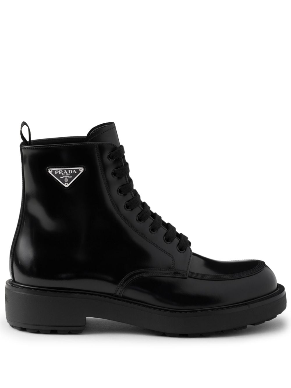 Shop Prada Brushed-leather Boots In Black