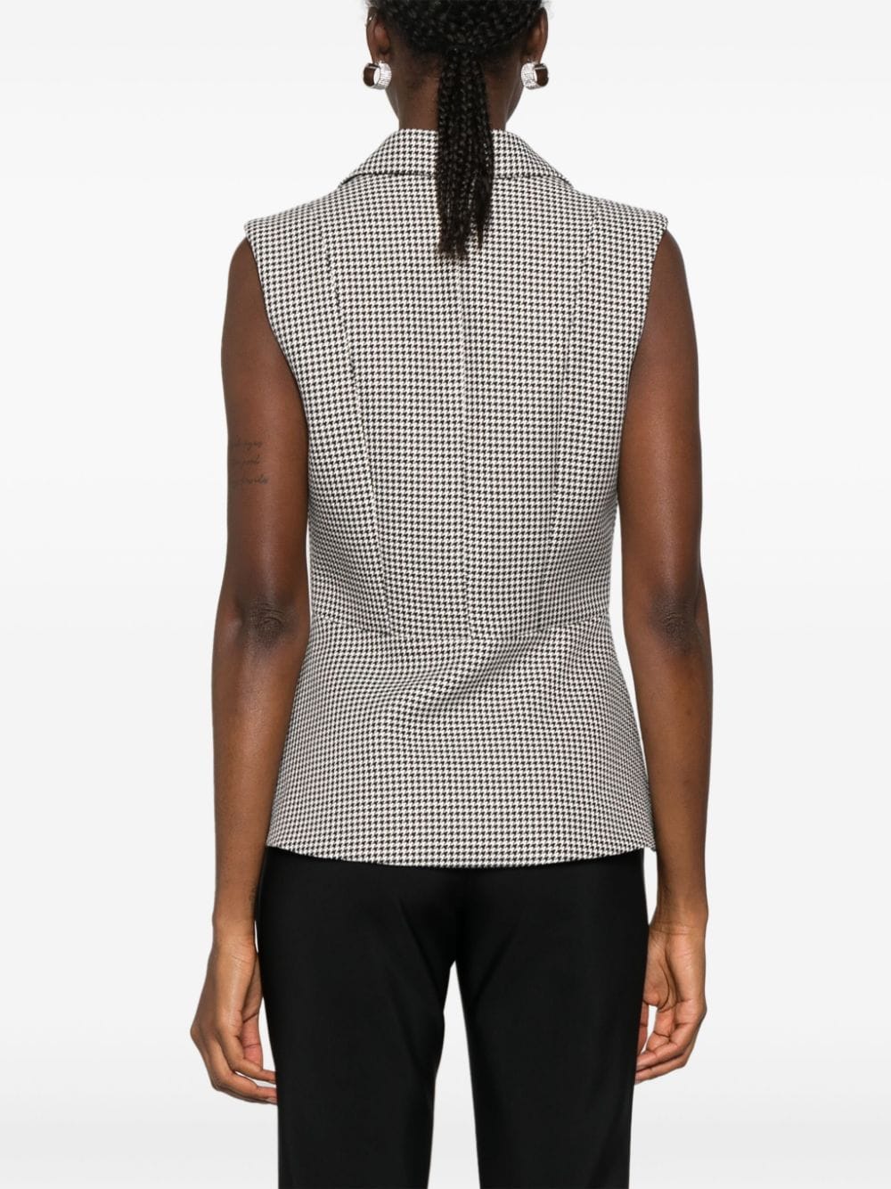 Shop Styland Houndstooth Waistcoat In Black