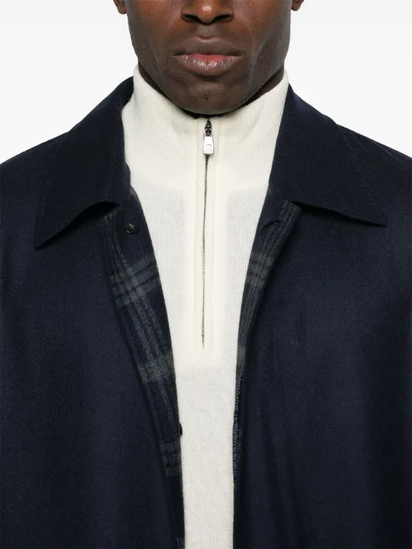 Brioni Felted Coat | Blue | FARFETCH BN