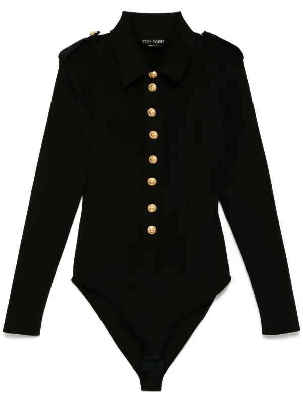 Tom Ford Ribbed Knit Bodysuit in Black